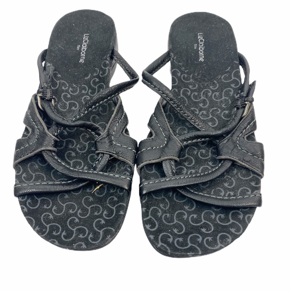Liz Claiborne Black Sandals Flats Size 5.5